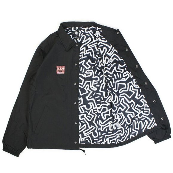 element x keith haring reversible puffer jacket in black